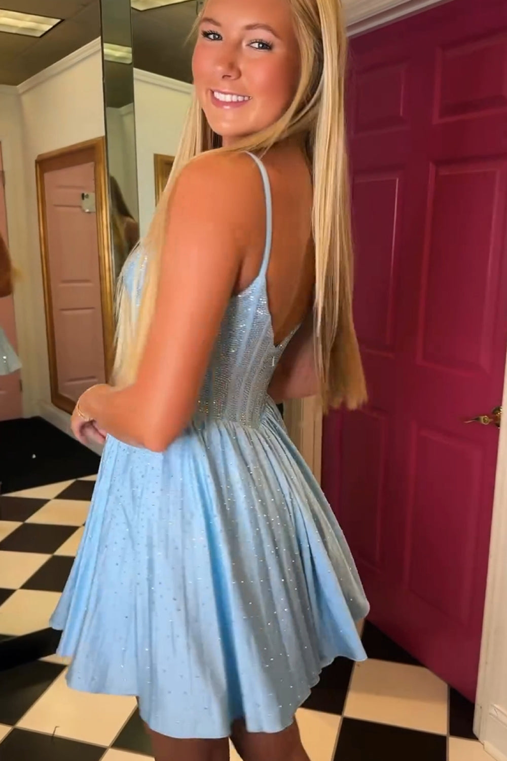 A Line Homecoming Dress Beaded Corset Short Cocktail Dresses