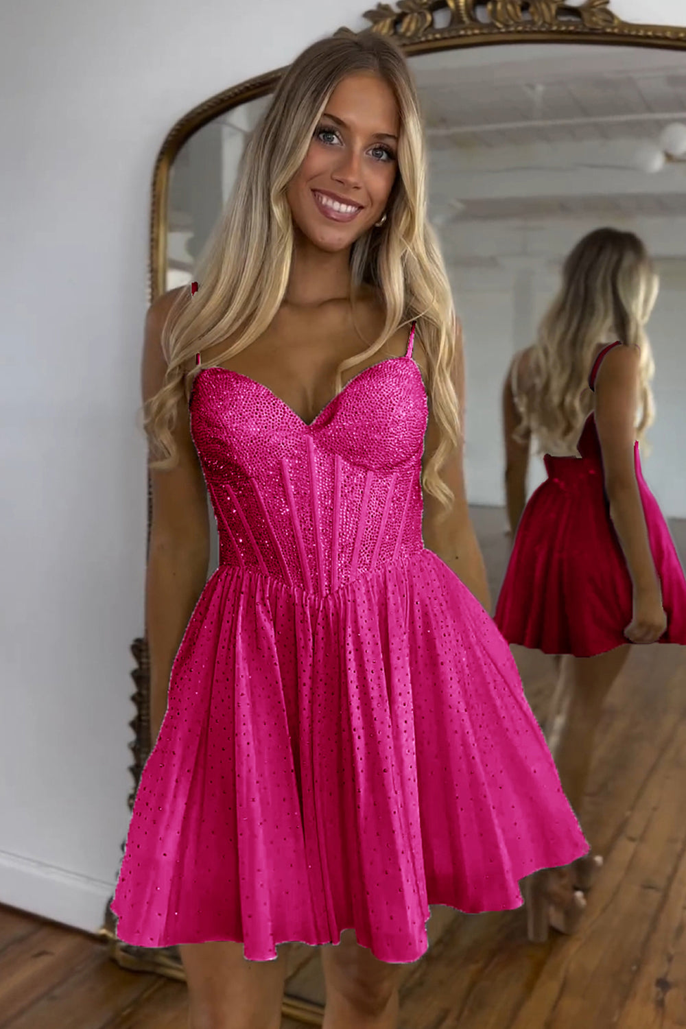 A Line Homecoming Dress Beaded Corset Short Prom Dress