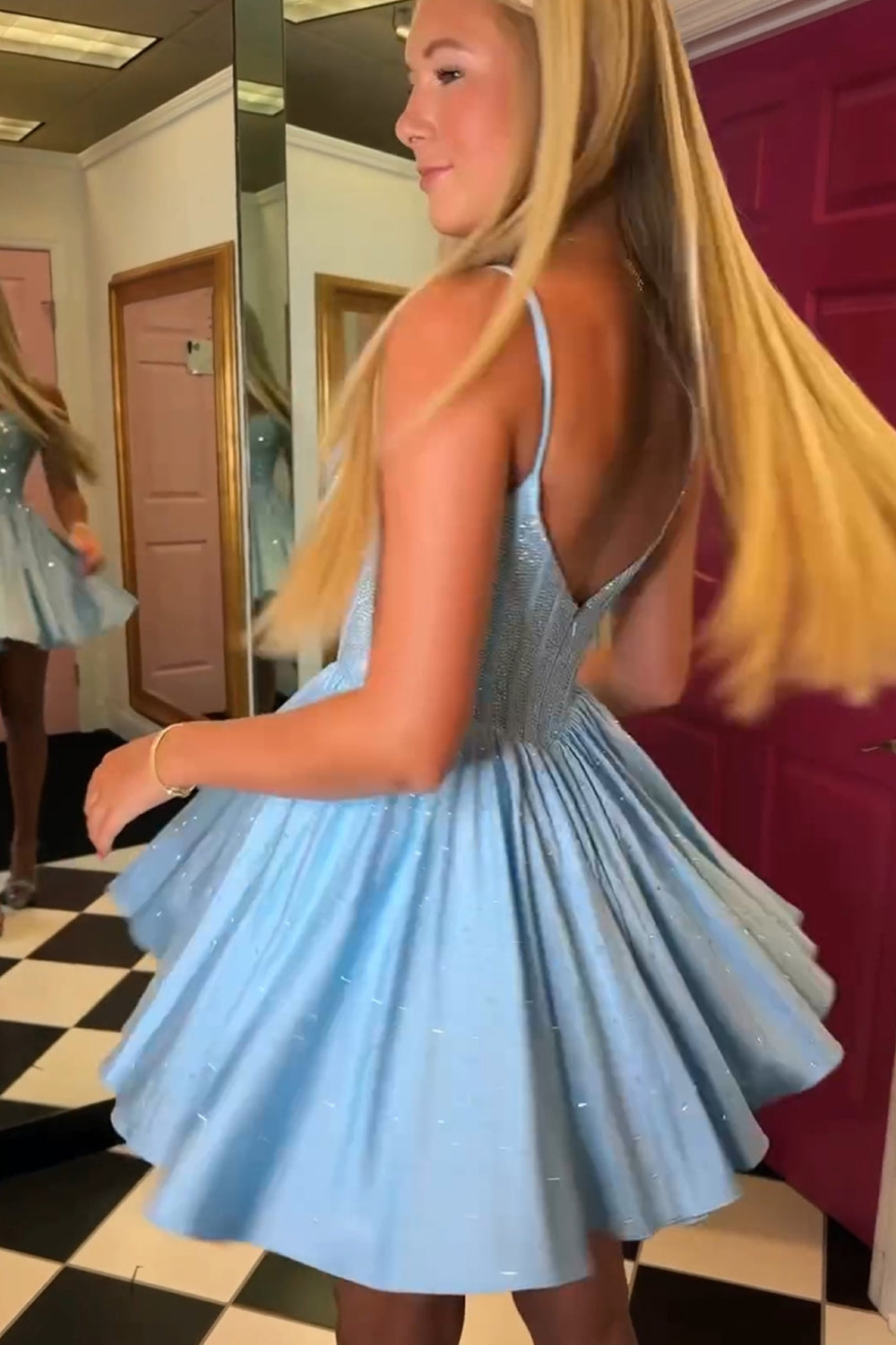 A Line Homecoming Dress Beaded Corset Short Prom Dress