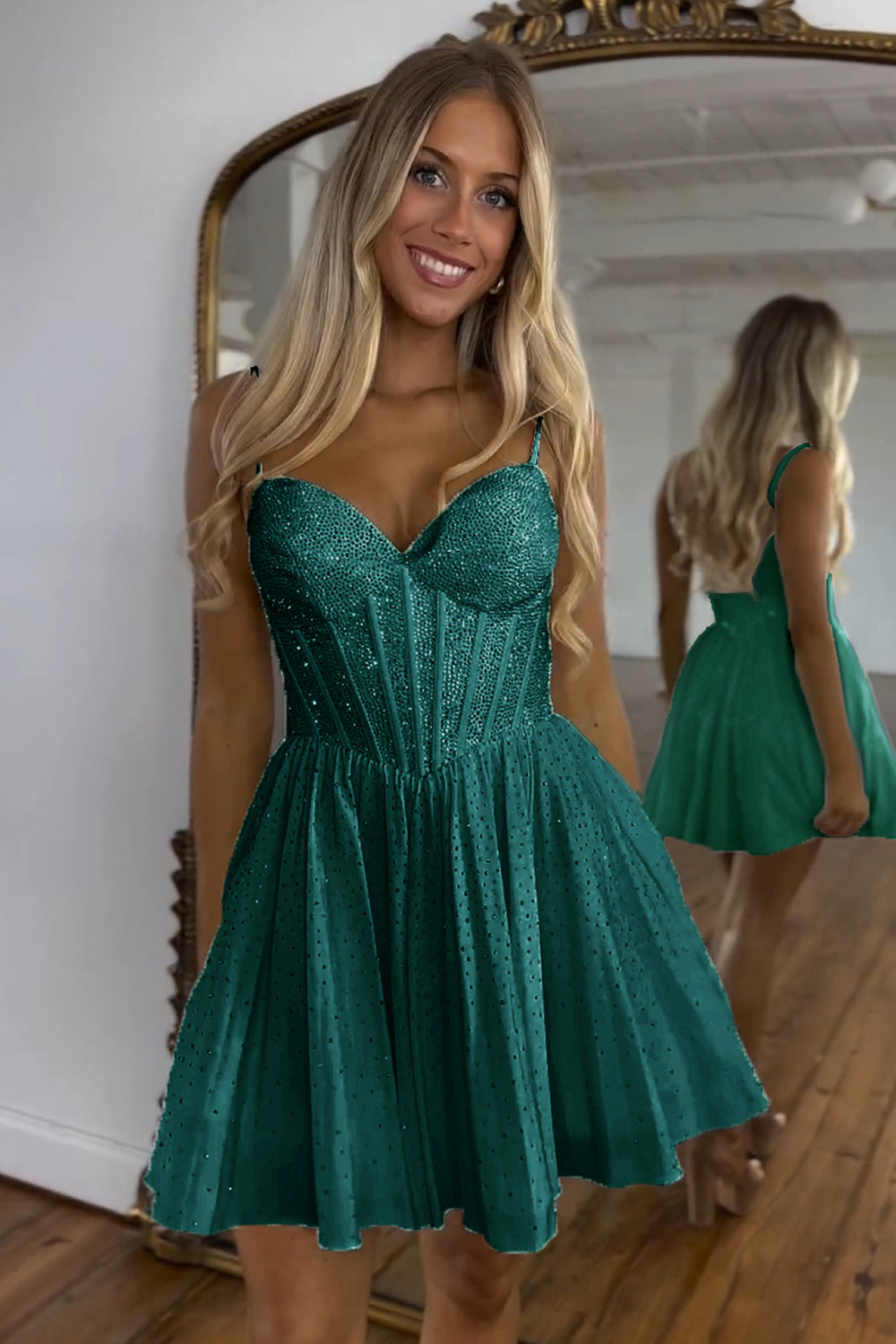 A Line Homecoming Dress Beaded Corset Short Prom Dress