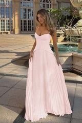 A Line Prom Dress Sleeveless Spaghetti Straps Formal Dress With Lace Appliques