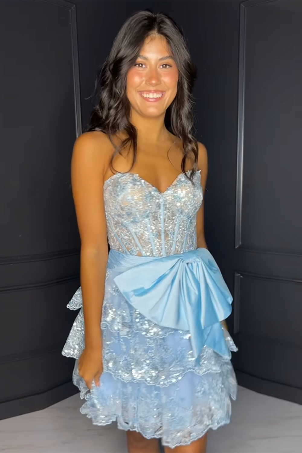 A Line Red Homecoming Dress Strapless Corset Short Cocktail Dresses with Bow