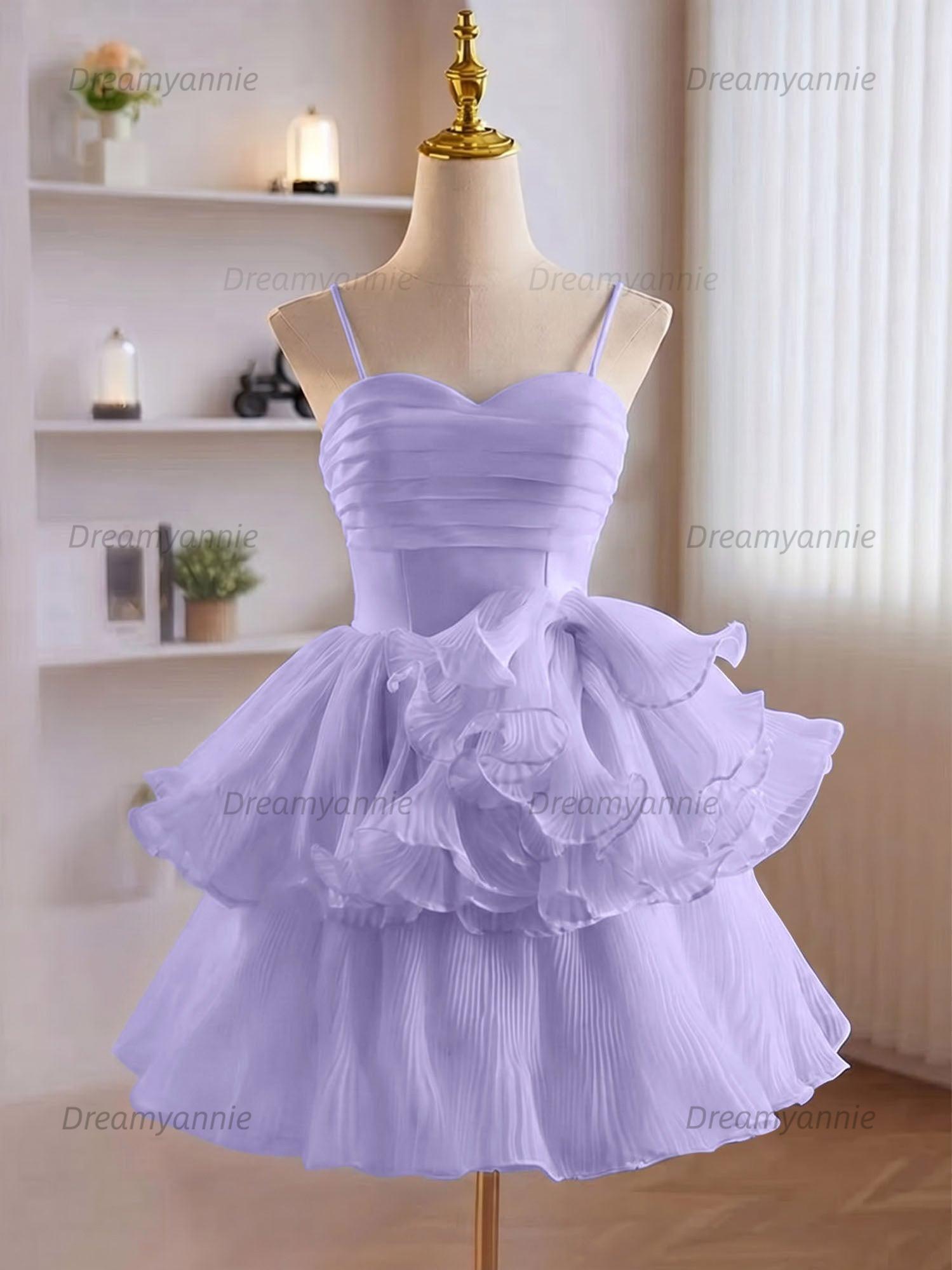 A-Line Ruffles Tiered Short Homecoming Dress