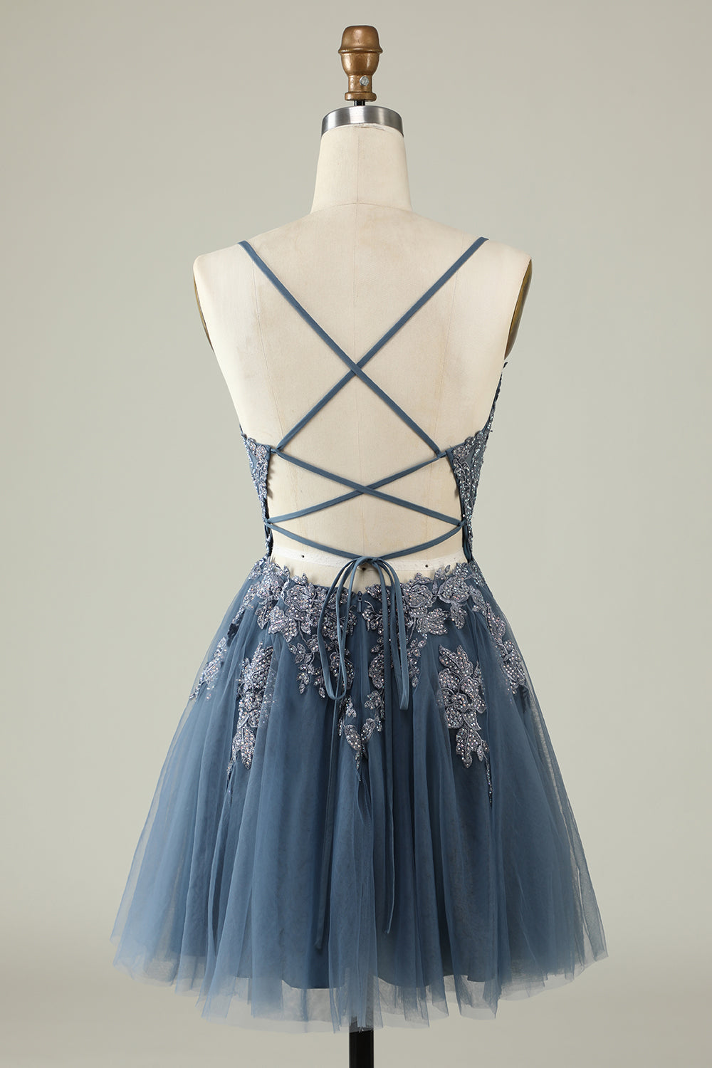 A Line Spaghetti Straps Light Purple Homecoming Dress Short Cocktail Dresses with Appliques