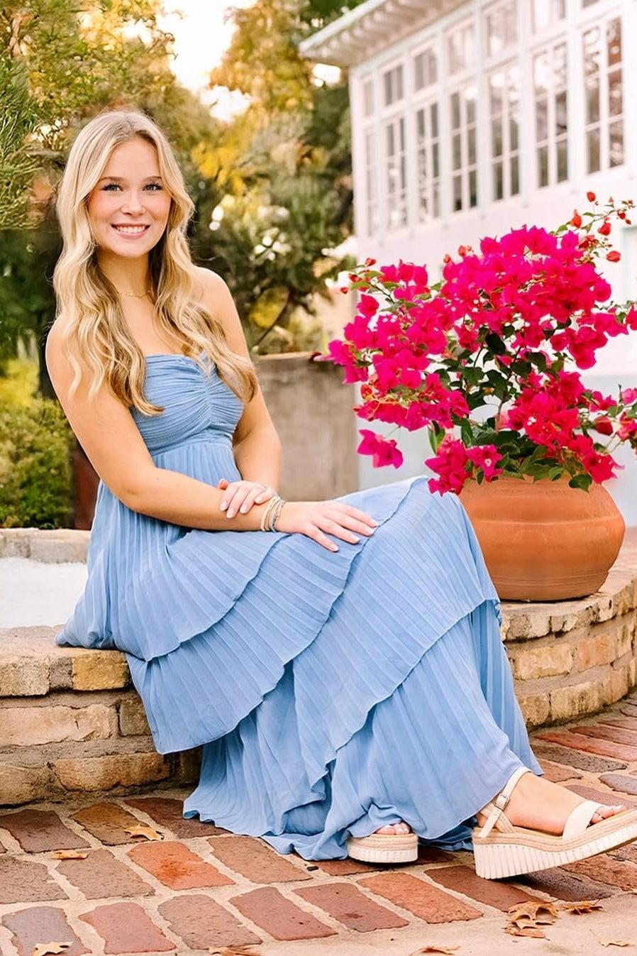 A Line Sweetheart Pink Long Prom Dress With Ruffles Formal Evening Gown