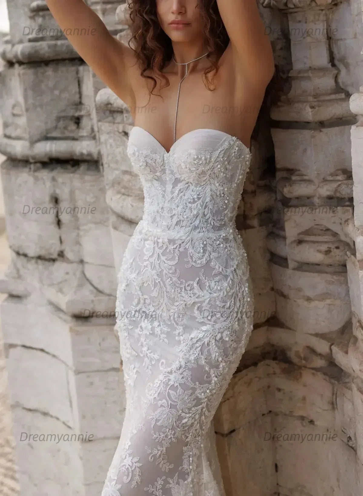 A Line Sweetheart Sleeveless Chapel Train Lace Tulle Wedding Dress with Beading and Flowers
