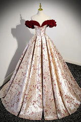 A Line Velvet Formal Dress Off the Shoulder Satin/Champagne Long Evening Dress