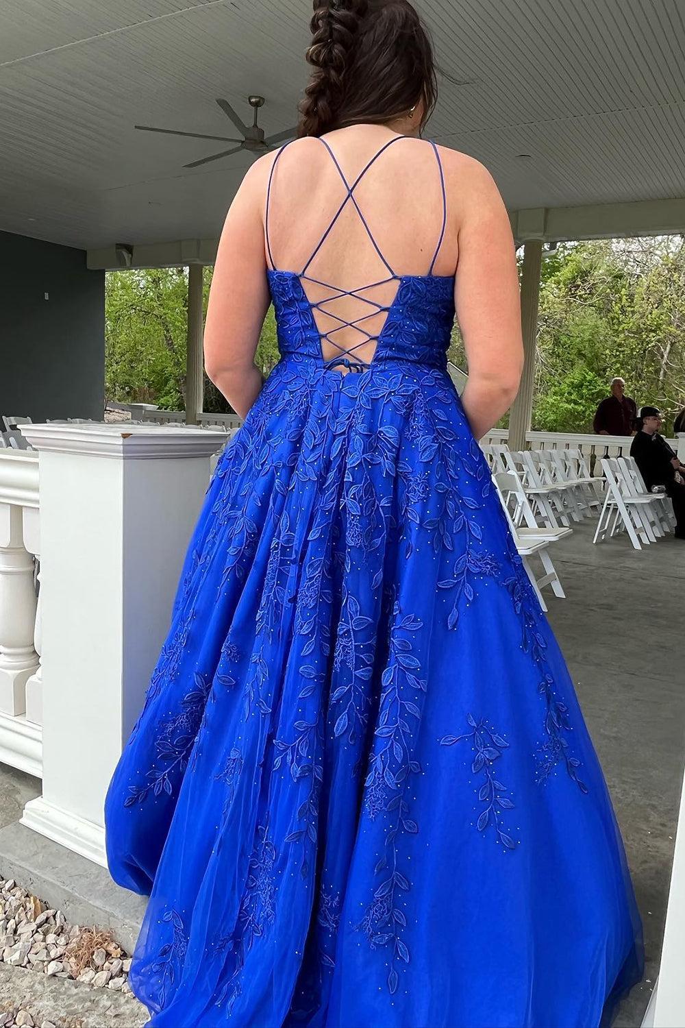 A Line Yellow Spaghetti Straps Prom Dress