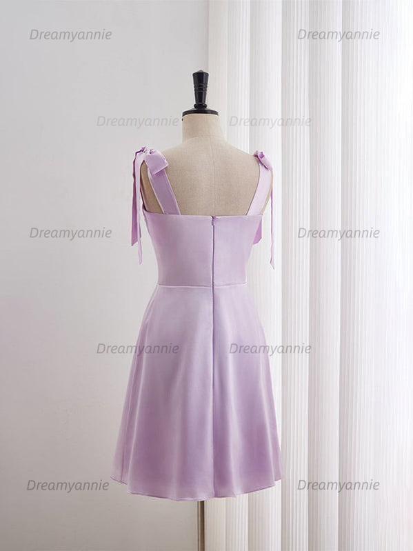 A-line Bow Tie Ruched Short Homecoming Dress