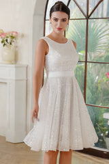 Ivory Tulle Scoop Neck A-Line Sleeveless Homecoming Dress