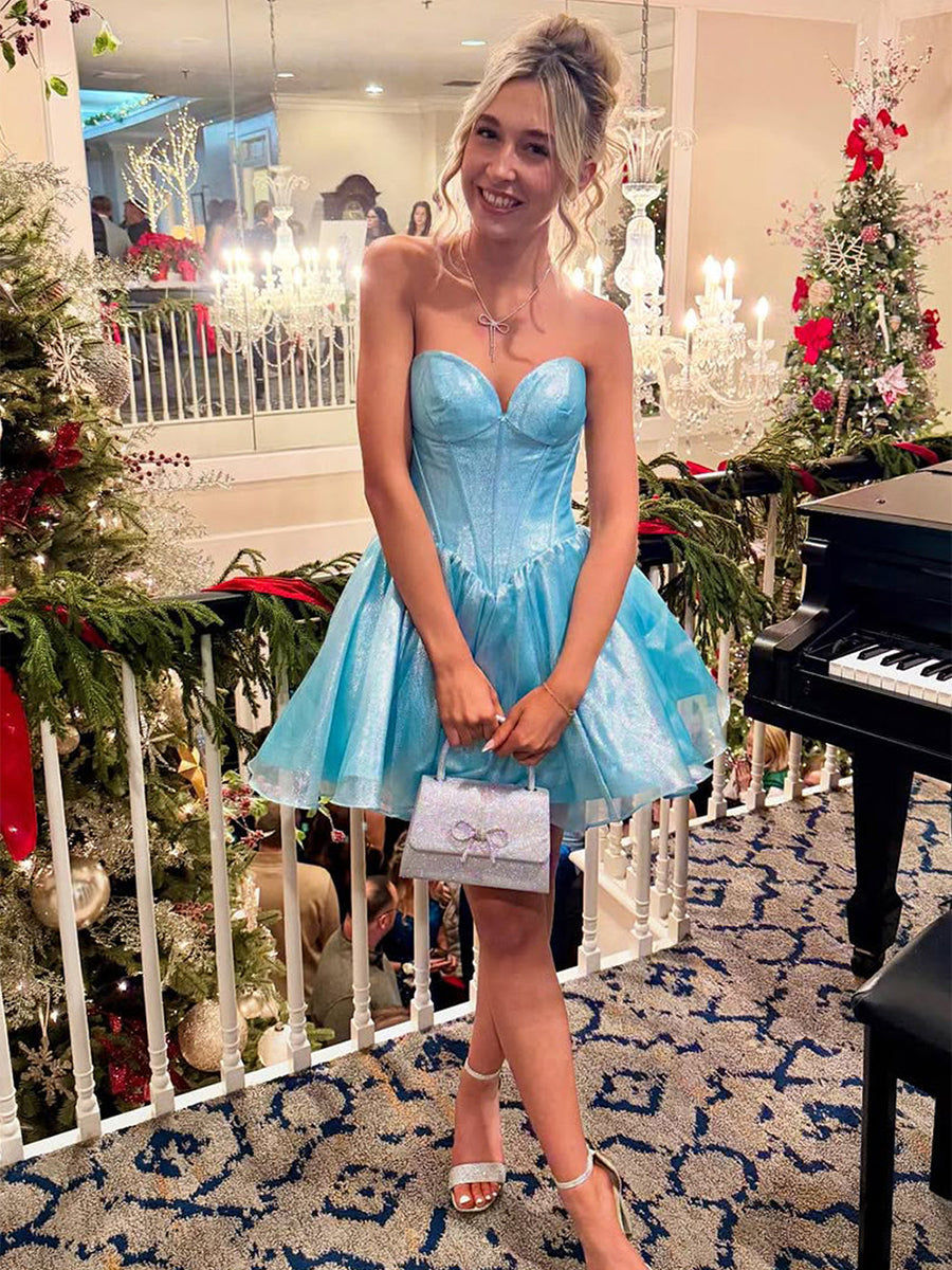 Sweetheart Strapless Tulle A-Line Homecoming Dress
