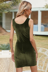 Army Green Velvet Cocktail Dress Christmas Party Dress