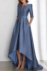 Asymmetrical A Line Mother of the Bride Dresses with Half Sleeves and Pockets