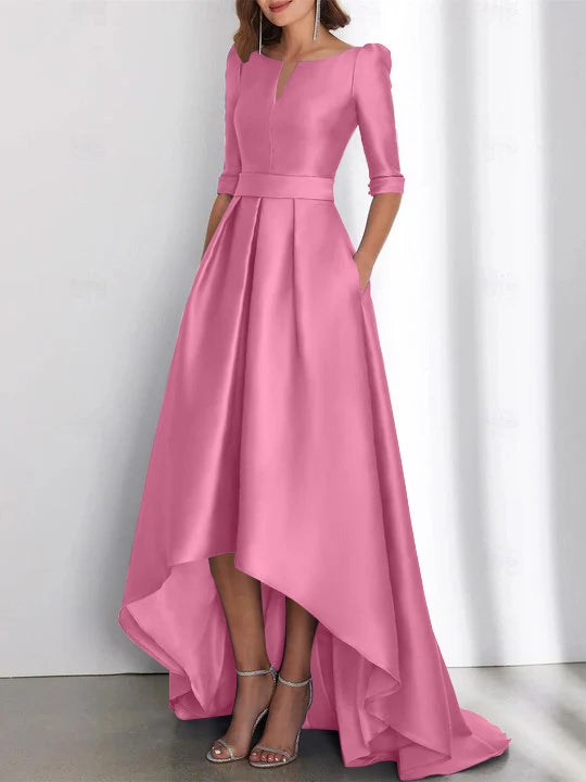 Asymmetrical A Line Mother of the Bride Dresses with Half Sleeves and Pockets