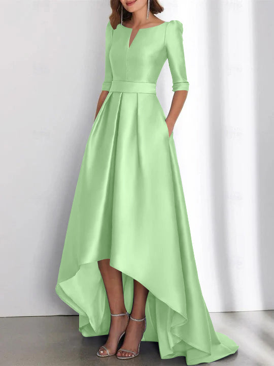 Asymmetrical A Line Mother of the Bride Dresses with Half Sleeves and Pockets