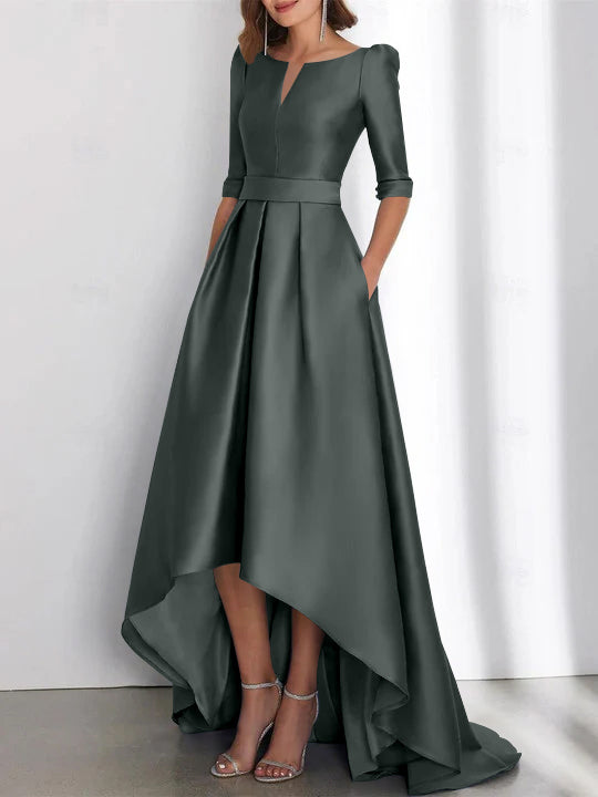 Asymmetrical A Line Mother of the Bride Dresses with Half Sleeves and Pockets