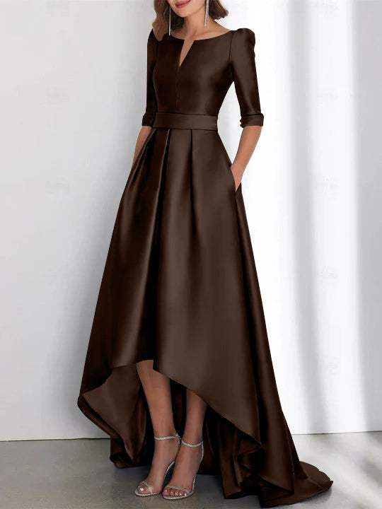 Asymmetrical A Line Mother of the Bride Dresses with Half Sleeves and Pockets