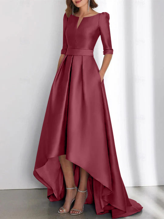 Asymmetrical A Line Mother of the Bride Dresses with Half Sleeves and Pockets