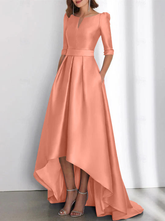 Asymmetrical A Line Mother of the Bride Dresses with Half Sleeves and Pockets