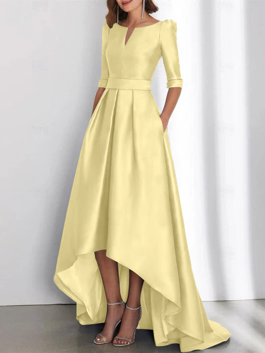 Asymmetrical A Line Mother of the Bride Dresses with Half Sleeves and Pockets