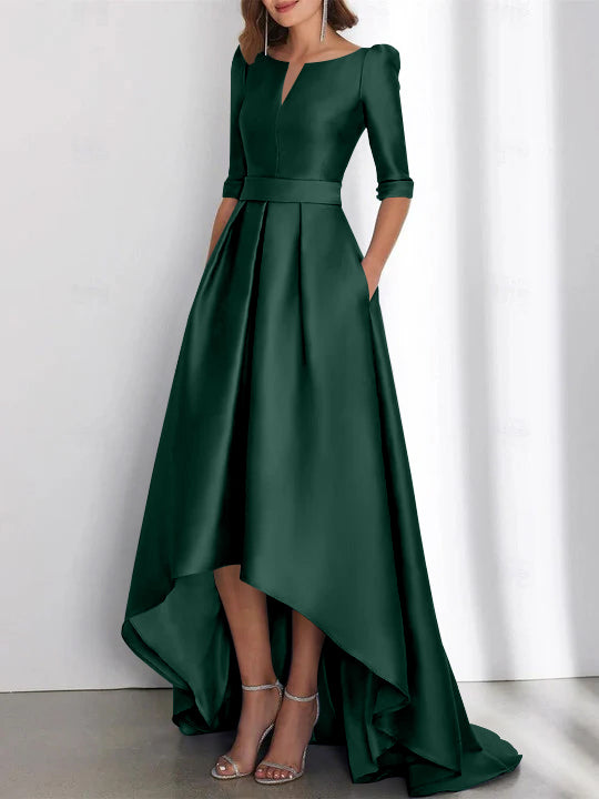 Asymmetrical A Line Mother of the Bride Dresses with Half Sleeves and Pockets