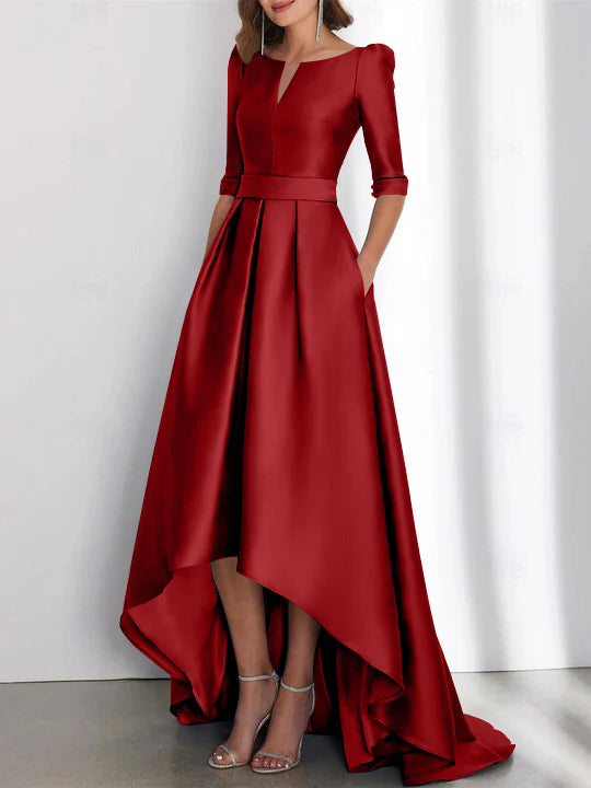 Asymmetrical A Line Mother of the Bride Dresses with Half Sleeves and Pockets