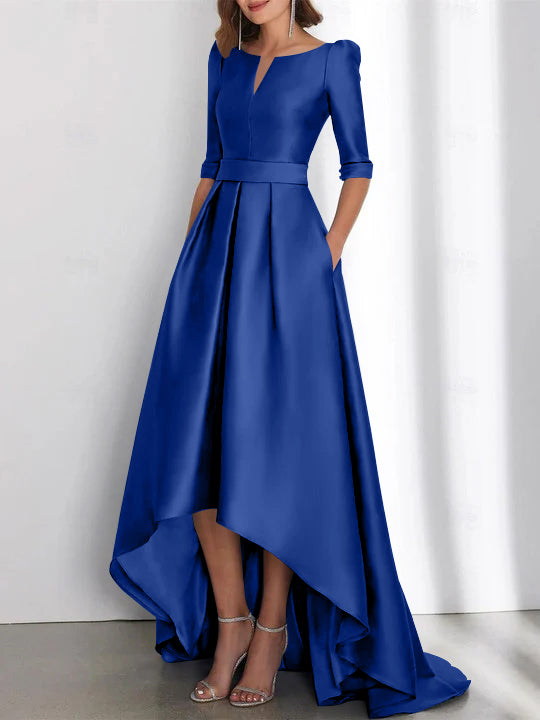 Asymmetrical A Line Mother of the Bride Dresses with Half Sleeves and Pockets