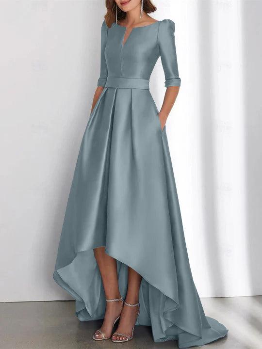 Asymmetrical A Line Mother of the Bride Dresses with Half Sleeves and Pockets