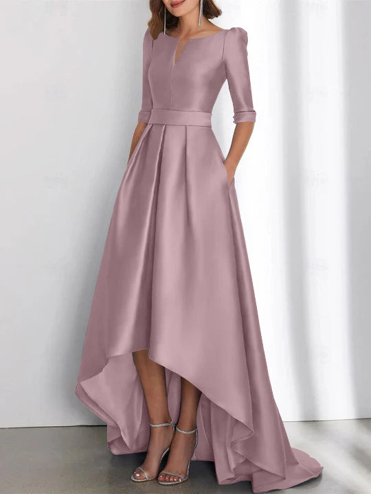 Asymmetrical A Line Mother of the Bride Dresses with Half Sleeves and Pockets