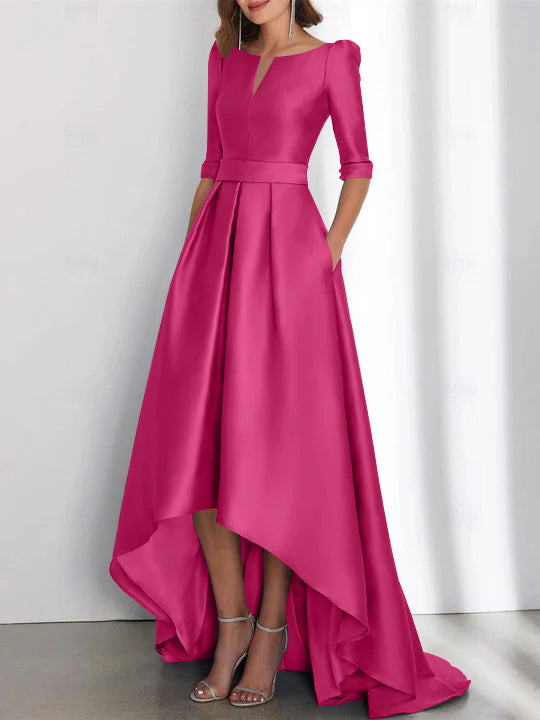 Asymmetrical A Line Mother of the Bride Dresses with Half Sleeves and Pockets