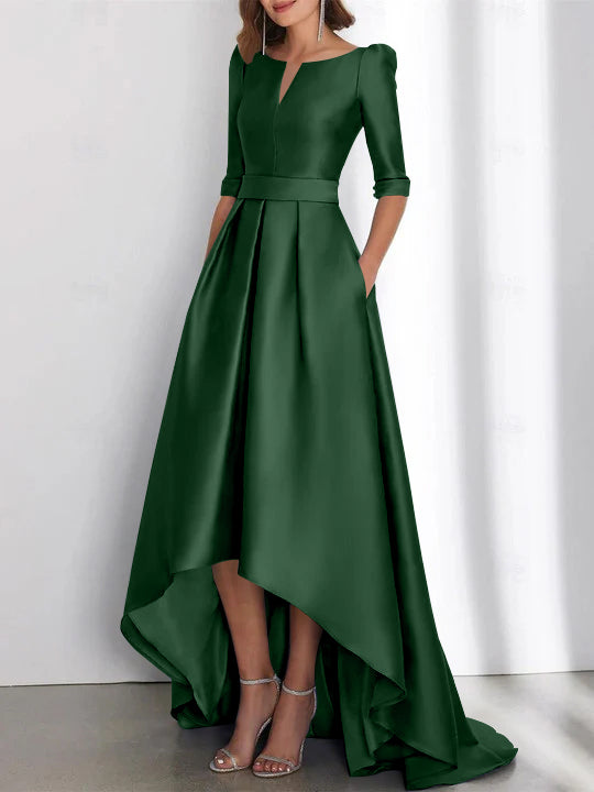 Asymmetrical A Line Mother of the Bride Dresses with Half Sleeves and Pockets
