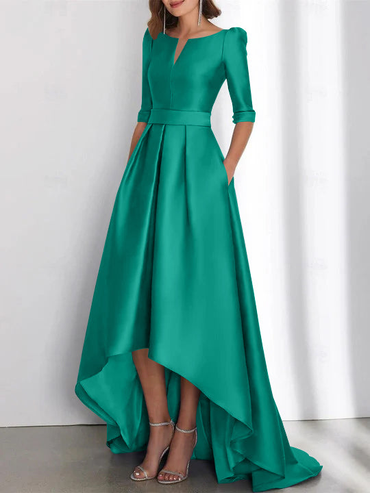 Asymmetrical A Line Mother of the Bride Dresses with Half Sleeves and Pockets