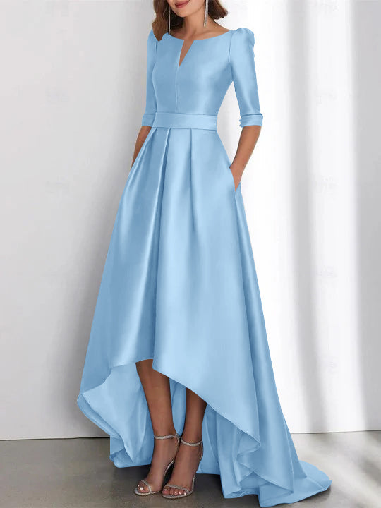 Asymmetrical A Line Mother of the Bride Dresses with Half Sleeves and Pockets
