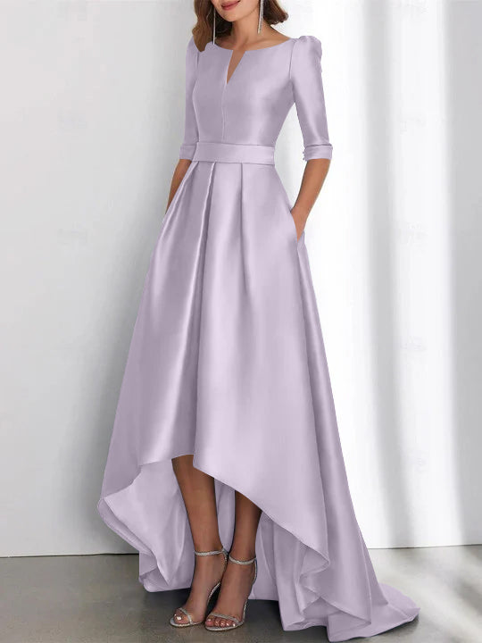 Asymmetrical A Line Mother of the Bride Dresses with Half Sleeves and Pockets