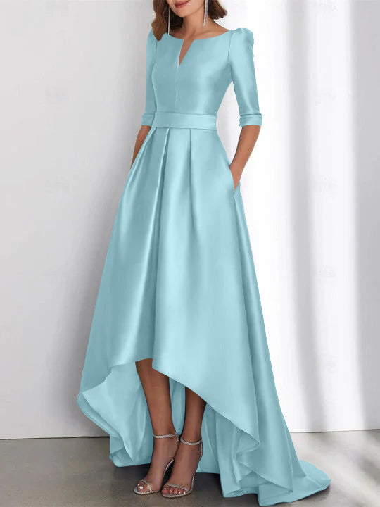 Asymmetrical A Line Mother of the Bride Dresses with Half Sleeves and Pockets