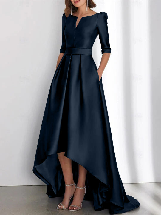 Asymmetrical A Line Mother of the Bride Dresses with Half Sleeves and Pockets