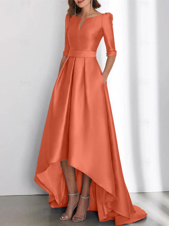 Asymmetrical A Line Mother of the Bride Dresses with Half Sleeves and Pockets