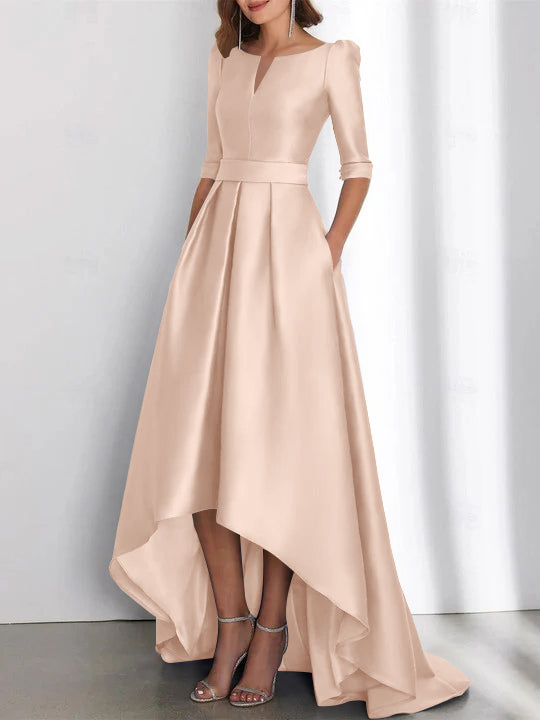 Asymmetrical A Line Mother of the Bride Dresses with Half Sleeves and Pockets