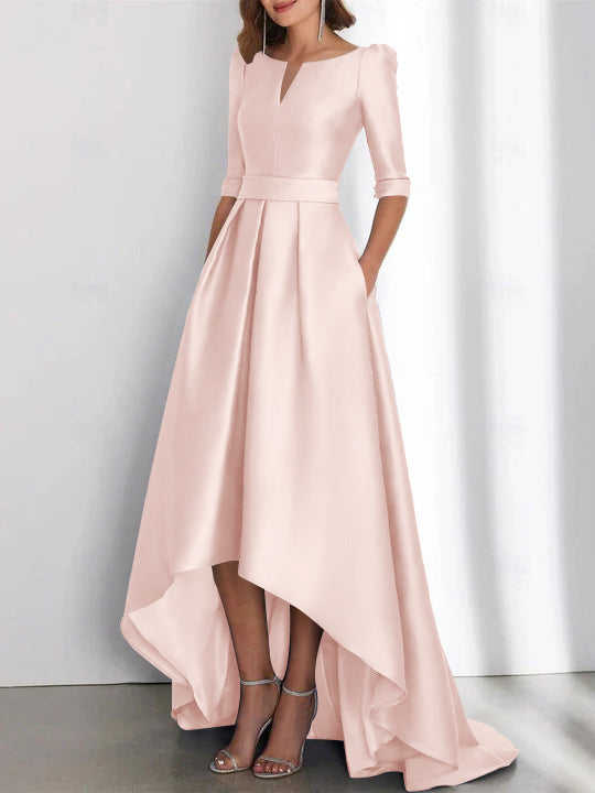 Asymmetrical A Line Mother of the Bride Dresses with Half Sleeves and Pockets