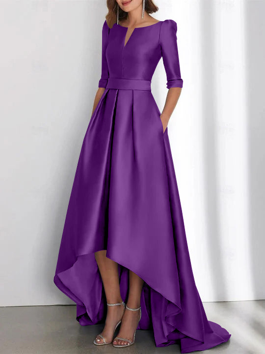 Asymmetrical A Line Mother of the Bride Dresses with Half Sleeves and Pockets