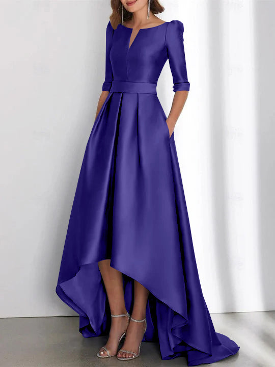 Asymmetrical A Line Mother of the Bride Dresses with Half Sleeves and Pockets