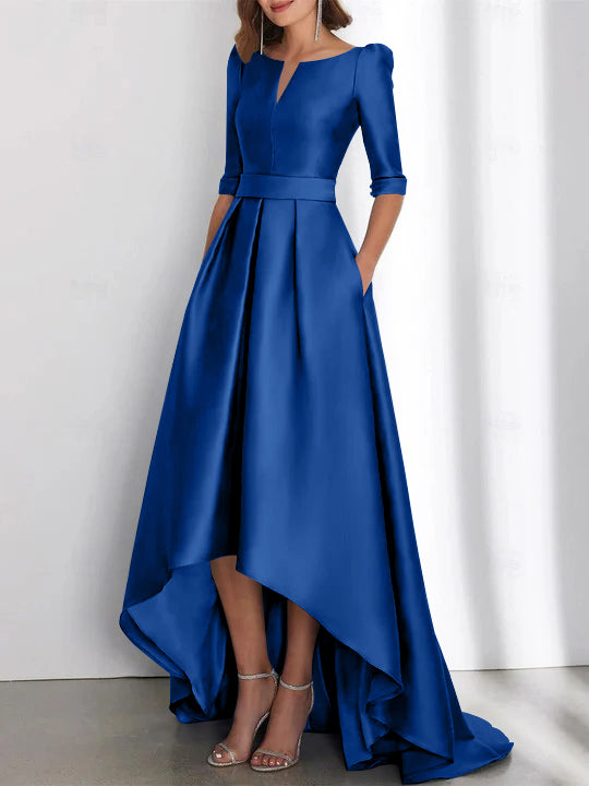 Asymmetrical A Line Mother of the Bride Dresses with Half Sleeves and Pockets