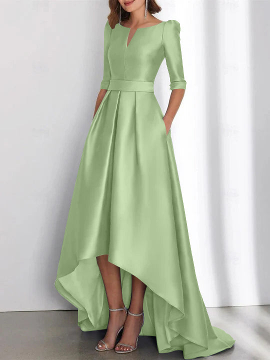 Asymmetrical A Line Mother of the Bride Dresses with Half Sleeves and Pockets
