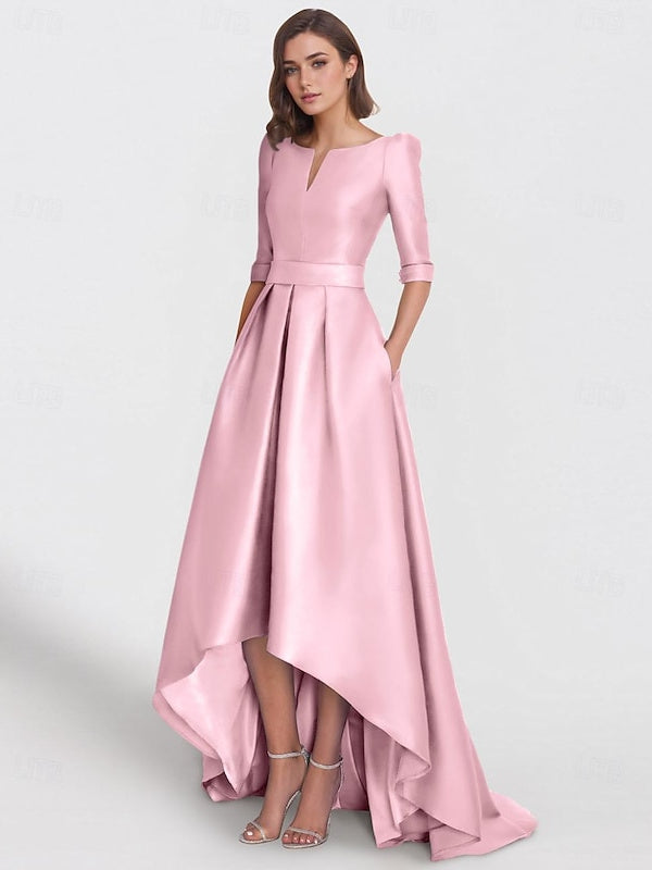 Asymmetrical A Line Mother of the Bride Dresses with Half Sleeves and Pockets