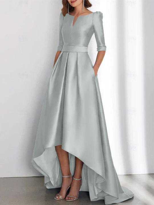 Asymmetrical A Line Mother of the Bride Dresses with Half Sleeves and Pockets