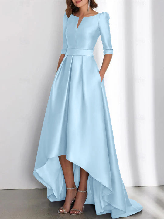 Asymmetrical A Line Mother of the Bride Dresses with Half Sleeves and Pockets