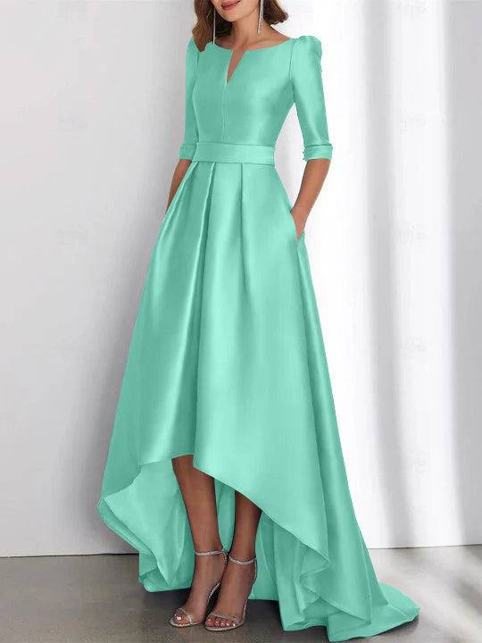 Asymmetrical A Line Mother of the Bride Dresses with Half Sleeves and Pockets
