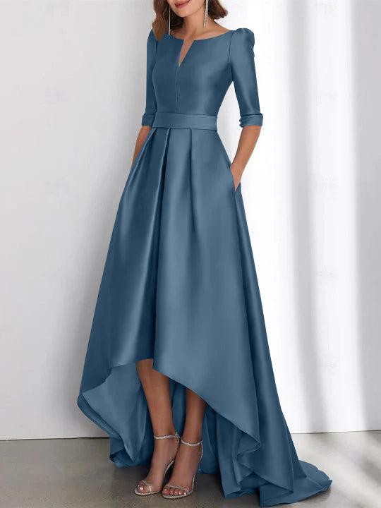 Asymmetrical A Line Mother of the Bride Dresses with Half Sleeves and Pockets