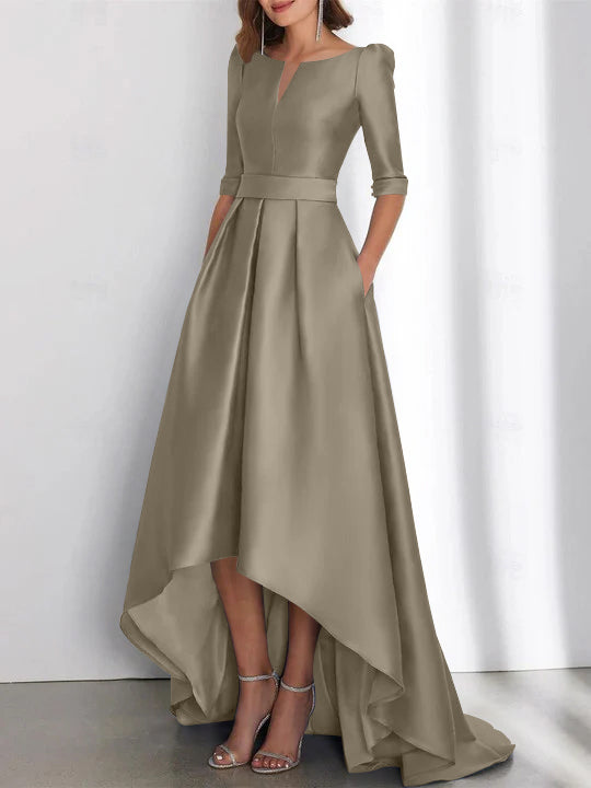 Asymmetrical A Line Mother of the Bride Dresses with Half Sleeves and Pockets