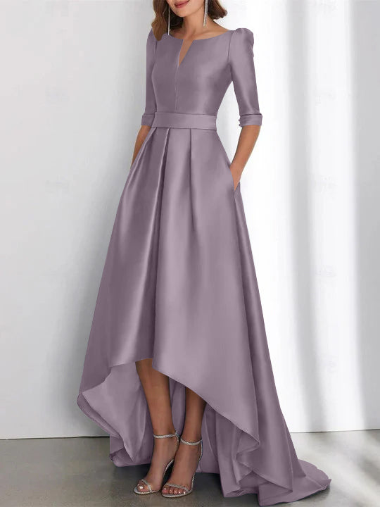 Asymmetrical A Line Mother of the Bride Dresses with Half Sleeves and Pockets